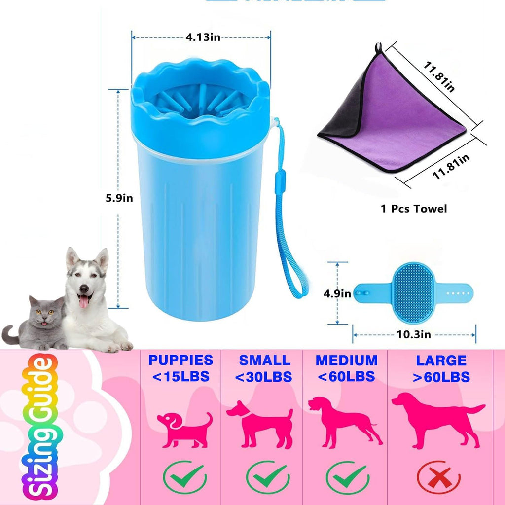 Paw Cleaner with Towel and Brush