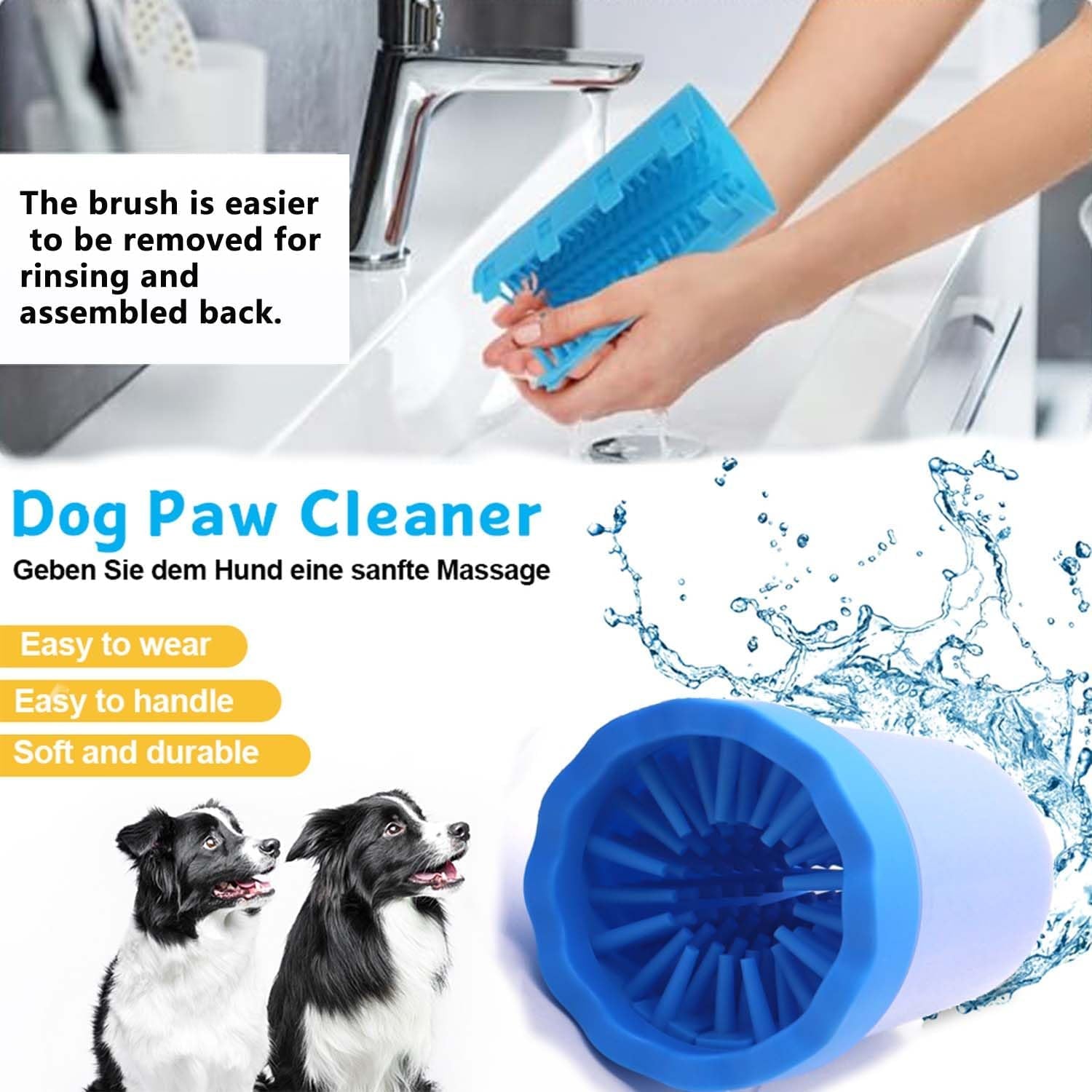 Paw Cleaner with Towel and Brush